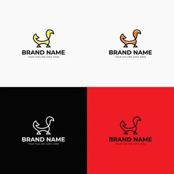 Modern abstract creative line style fox logo design template vector illustrat Stock Illustration