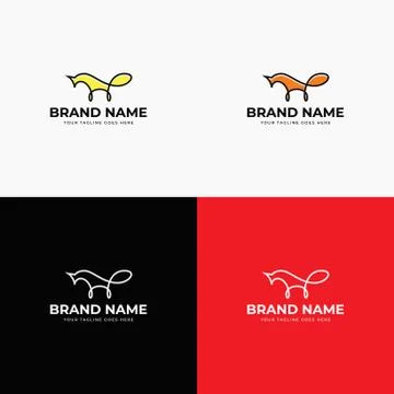 Modern abstract creative line style fox logo design template vector illustrat Stock Illustration