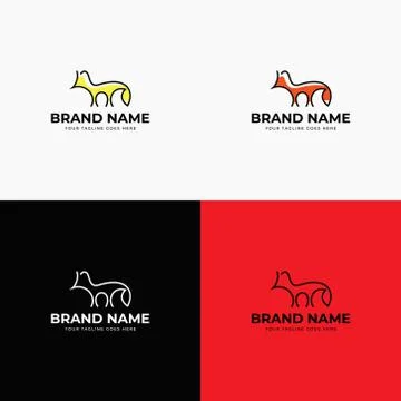 Modern abstract creative line style fox logo design template vector illustrat Stock Illustration