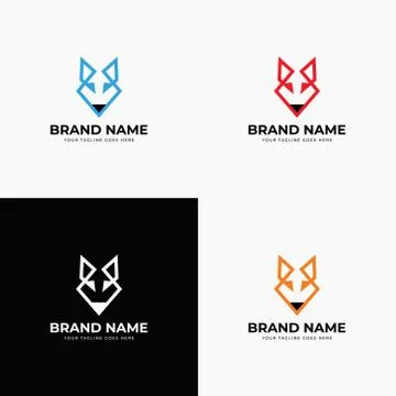 Modern abstract creative line style fox logo design template vector illustrat Stock Illustration