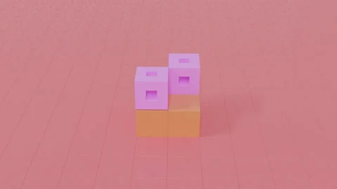 Modern abstract cubic objects in bold neon colors, vibrant geometric composition Stock Footage 339293442