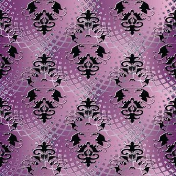 Modern abstract damask seamless pattern. Violet pink tiled background wallpap Stock Illustration