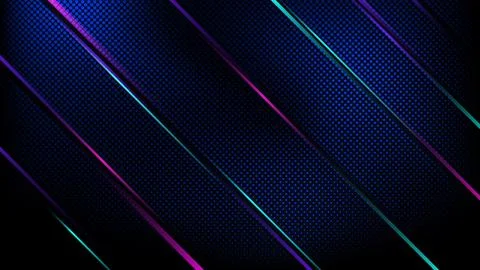 Modern abstract dark background with glowing neon blue purple and cyan diag.. Stockillustratie