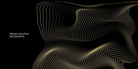 Modern abstract dark blue gradient background with blue wave lines pattern. イラスト素材