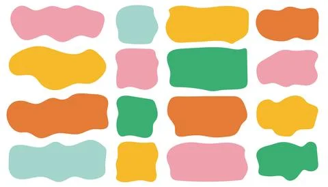 A modern abstract design elements set featuring colorful irregular shapes on  Stock Illustration