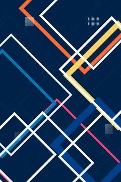 A modern abstract design featuring multicolor arrow shapes and chevrons wit.. Stock-Illustration