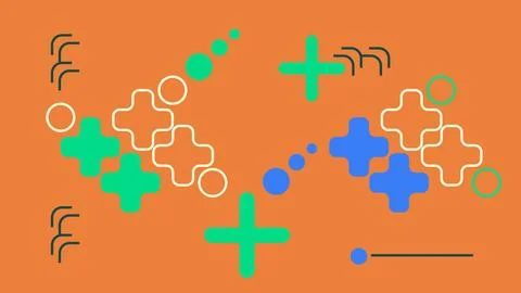 Modern Abstract Design with Plus Circles on Orange Stock Illustration