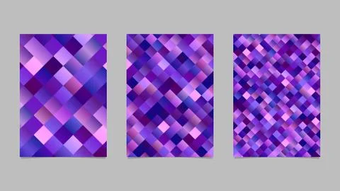 Modern abstract diagonal square page background template set Stock Illustration