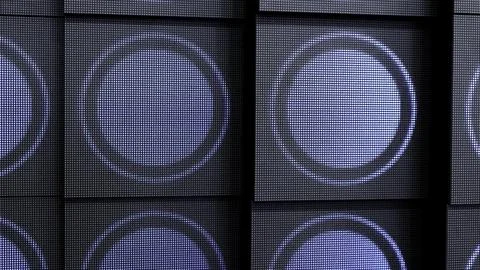 A Modern Abstract Digital Design featuring Blue Circles set against a Dark Panel Foto stock