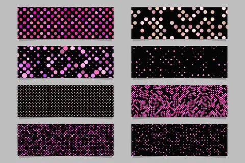 Modern abstract dot pattern banner background set Stock Illustration