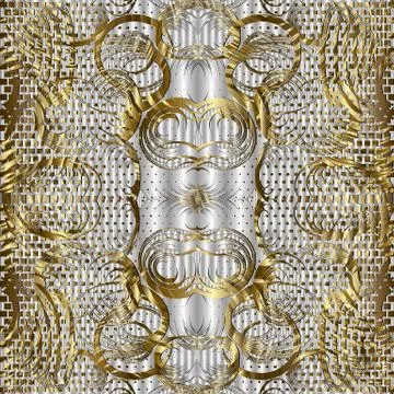 Modern abstract dotted 3d vector seamless pattern. Stock Illustration