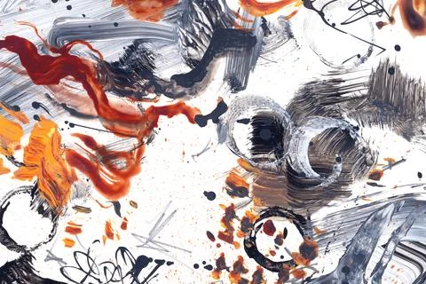 Modern abstract expressionism designed on canvas with chaotic splatter paint Stock Photos
