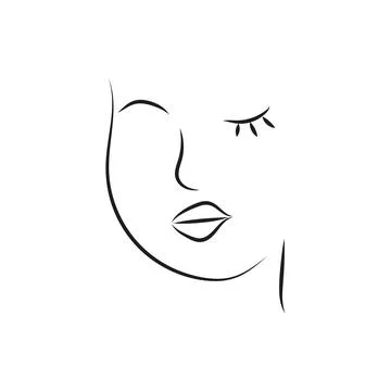 Modern Abstract Face Portrait. Linear Ink Brush. Line Art Current Contemporar Stock Illustration