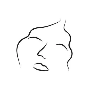 Modern Abstract Face Portrait. Linear Ink Brush. Line Art Current Contemporar 스톡 일러스트