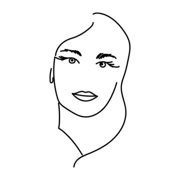 Modern Abstract Face Portrait. Linear Ink Brush. Line Art Current Contemporar Stock Illustration