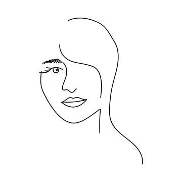 Modern Abstract Face Portrait. Linear Ink Brush. Line Art Current Contemporar Stock Illustration