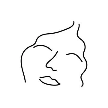 Modern Abstract Face Portrait. Linear Ink Brush. Line Art Current Contemporar Stock Illustration
