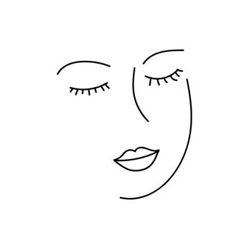 Modern Abstract Face Portrait. Linear Ink Brush. Line Art Current Contemporar Stock Illustration