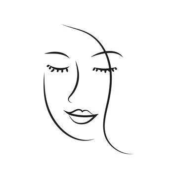 Modern Abstract Face Portrait. Linear Ink Brush. Line Art Current Contemporar Stock Illustration