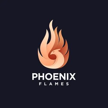 Modern abstract Fire phoenix logo icon vector template on black background Stock Illustration