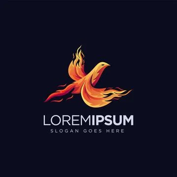 Modern abstract Fire phoenix logo icon vector template on black background Stock Illustration