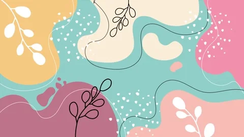 Modern abstract floral patterns with soft colors and curvy lines seamless 4k Stock Footage 304862374