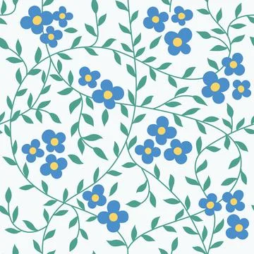 Modern abstract flower seamless pattern with forget me not. Trendy cute Stock Illustration