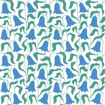 Modern abstract flower seamless pattern with bells. Trendy cute botanical vector Stock Illustration