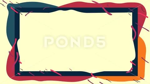 Modern Abstract Frame with Bright Colorful Strokes PSD PSD Template