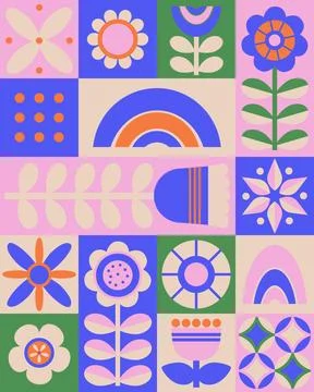 Modern abstract geometric background. Minimalistic colorful pattern tile de.. Stock Illustration