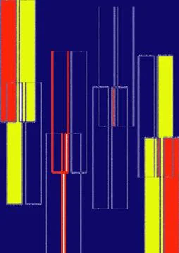Modern Abstract Geometric Composition with Neon Rectangles on Deep Blue: Stock Illustration