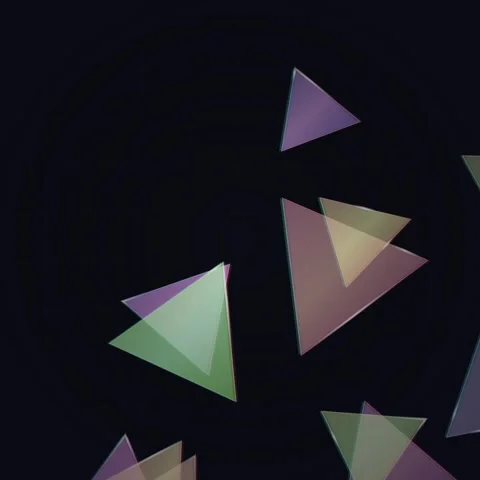 Modern abstract geometric design elements floating on dark background Stock Footage 345689905