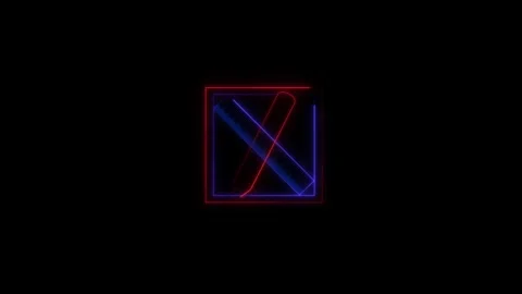 Modern abstract geometric design with intersecting lines in blue and red Stock Footage 333782253