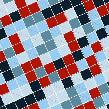 Modern Abstract Geometric Grid Pattern with Red and Blue Squares Illustrazione stock