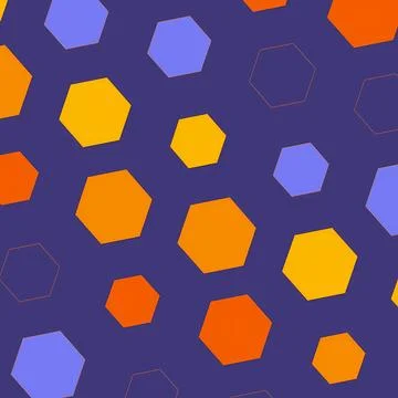Modern Abstract Geometric Hexagon Pattern Background with Orange, Yellow, イラスト素材