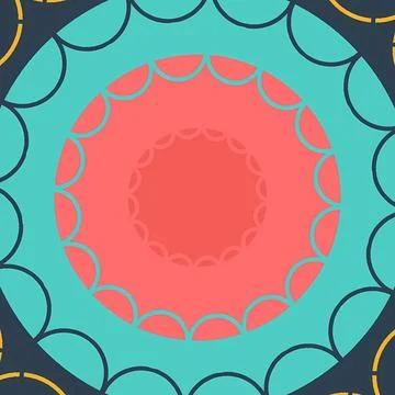 Modern Abstract Geometric Mandala Pattern with Vibrant Teal and Coral 스톡 일러스트