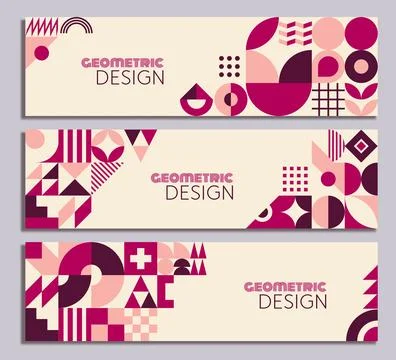 Modern abstract geometric pattern banners set 스톡 일러스트