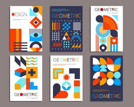Modern abstract geometric pattern posters set Stock Illustration