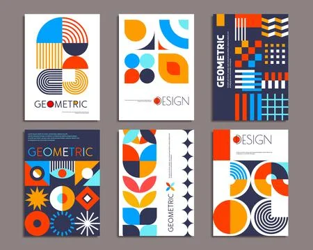 Modern abstract geometric pattern posters set Stock Illustration