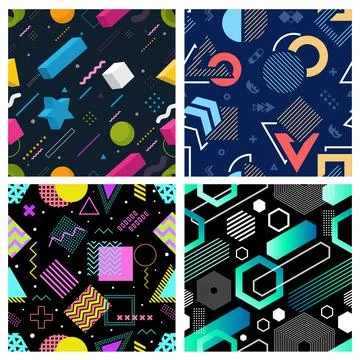 Modern Abstract Geometric Pattern Set Stock Illustration
