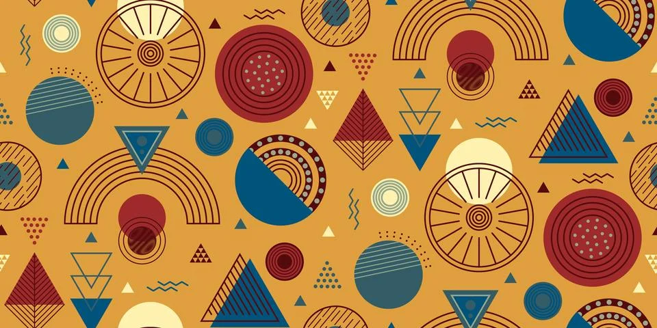 Modern abstract geometric seamless pattern. Wallpaper design with circle, t.. Illustrazione stock