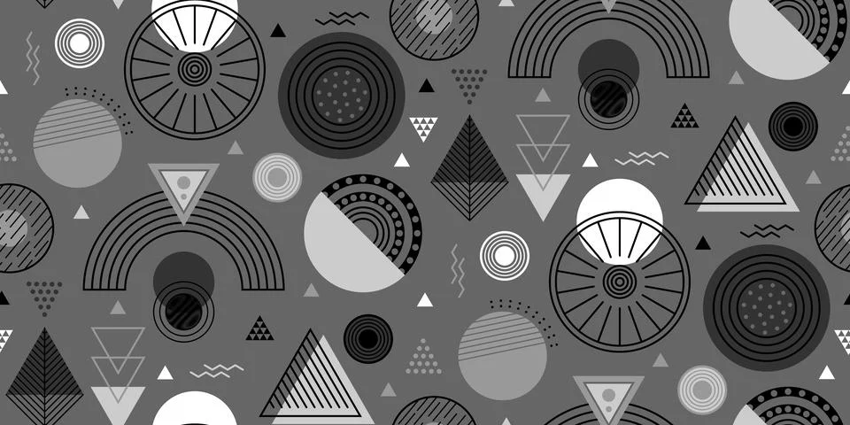 Modern abstract geometric seamless pattern. Wallpaper design with circle, t.. Stock Illustration