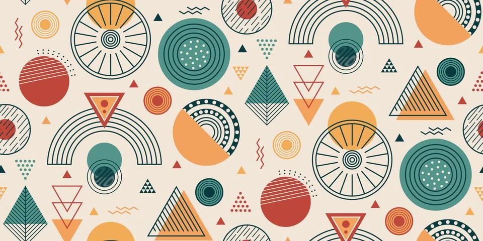 Modern abstract geometric seamless pattern. Wallpaper design with circle, t.. Stock Illustration