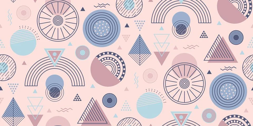 Modern abstract geometric seamless pattern. Wallpaper design with circle, t.. Stock Illustration
