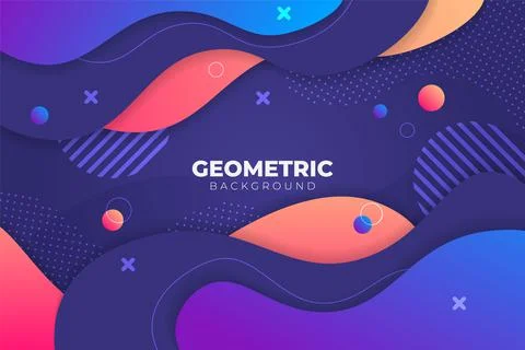 Modern Abstract Geometric Shape Fluid Blue and Orange Background Stock Illustration