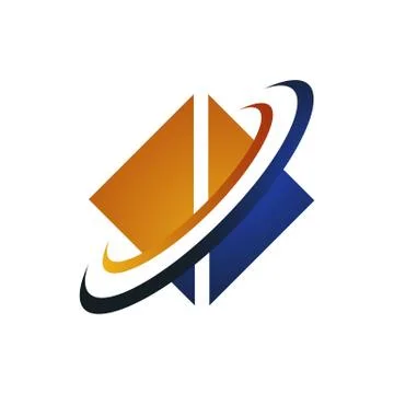 Modern abstract geometric shape stacked square shape logo design element logo Stock Illustration