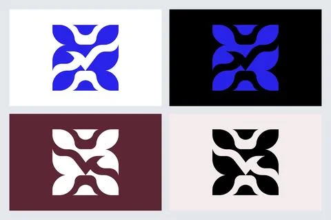 Modern Abstract Geometric Square Logo Design Set Stock Illustration