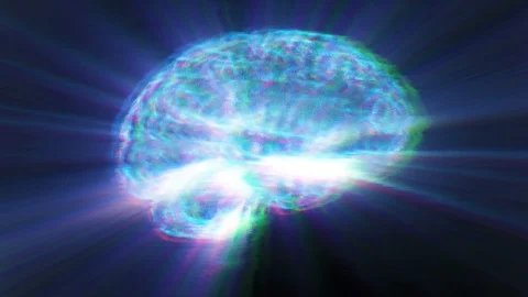 Modern abstract glitch brain. Artificial intelligence concept. Modern design Stock Footage 129028194