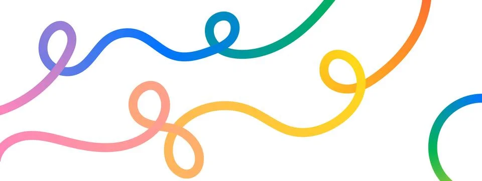 Modern abstract gradient line bg. Fluid rainbow ribbons and dynamic squiggl.. イラスト素材
