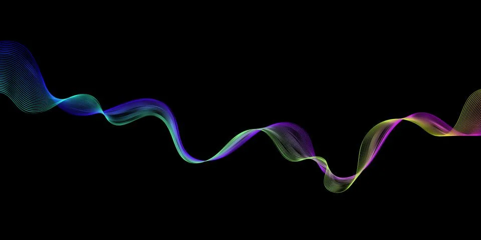 Modern abstract gradient wave lines on black background.. Vector EPS 10 Stock Illustration